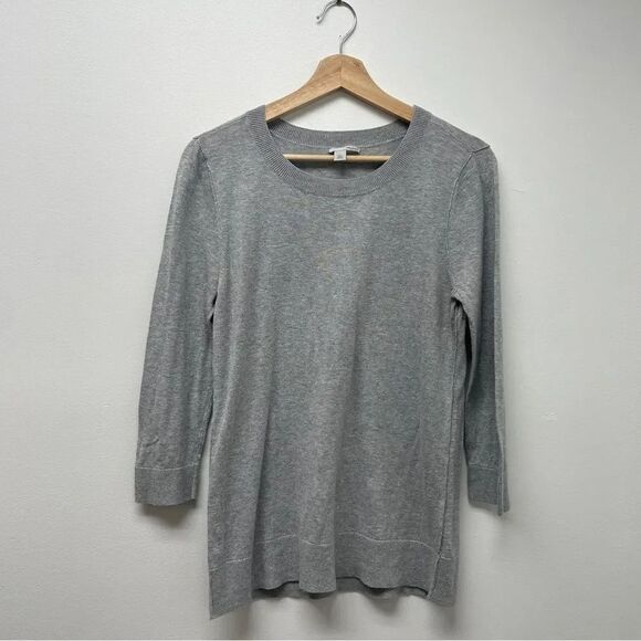 Halogen gray women’s pullover crewneck sweater 3/4 sleeves. Size large grey - Picture 2 of 9